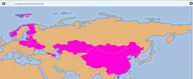 Selecting countries that touch Russia